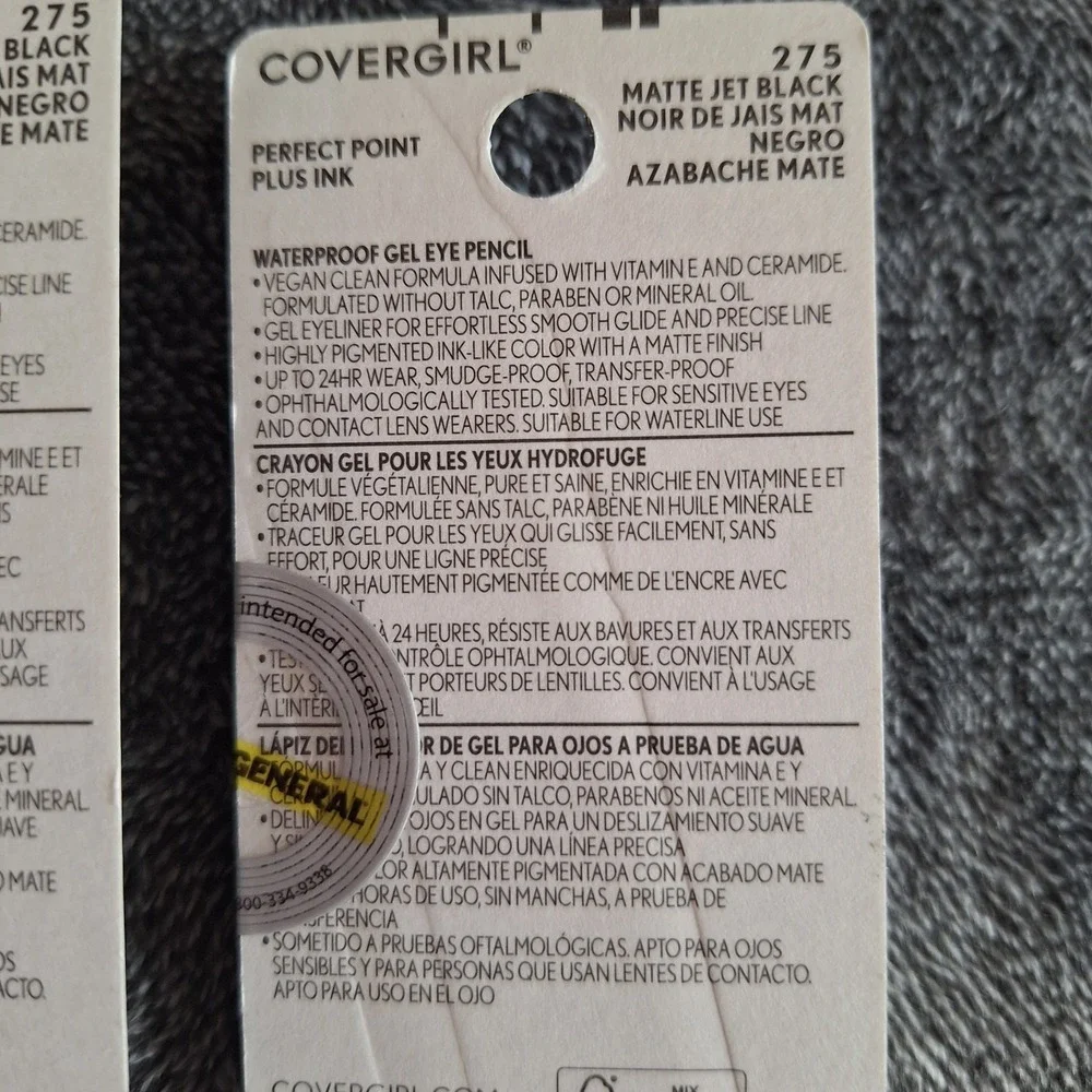 2‎ Pk Covergirl Perfect Point Plus Ink Gel Eye Pencil #275 Matte Jet Black